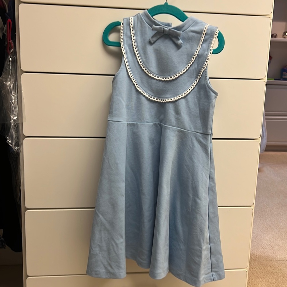 Class blue and white dress